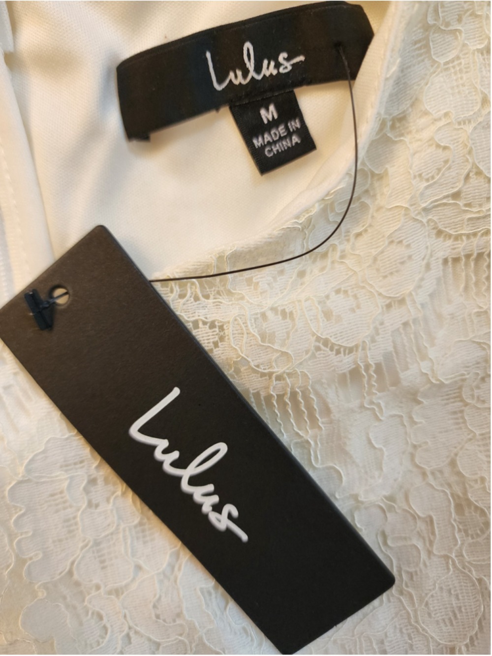 Lulus NWT Take Me to Brunch Ivory White Lace Shift Mini Dress [MEDIUM] Bridal